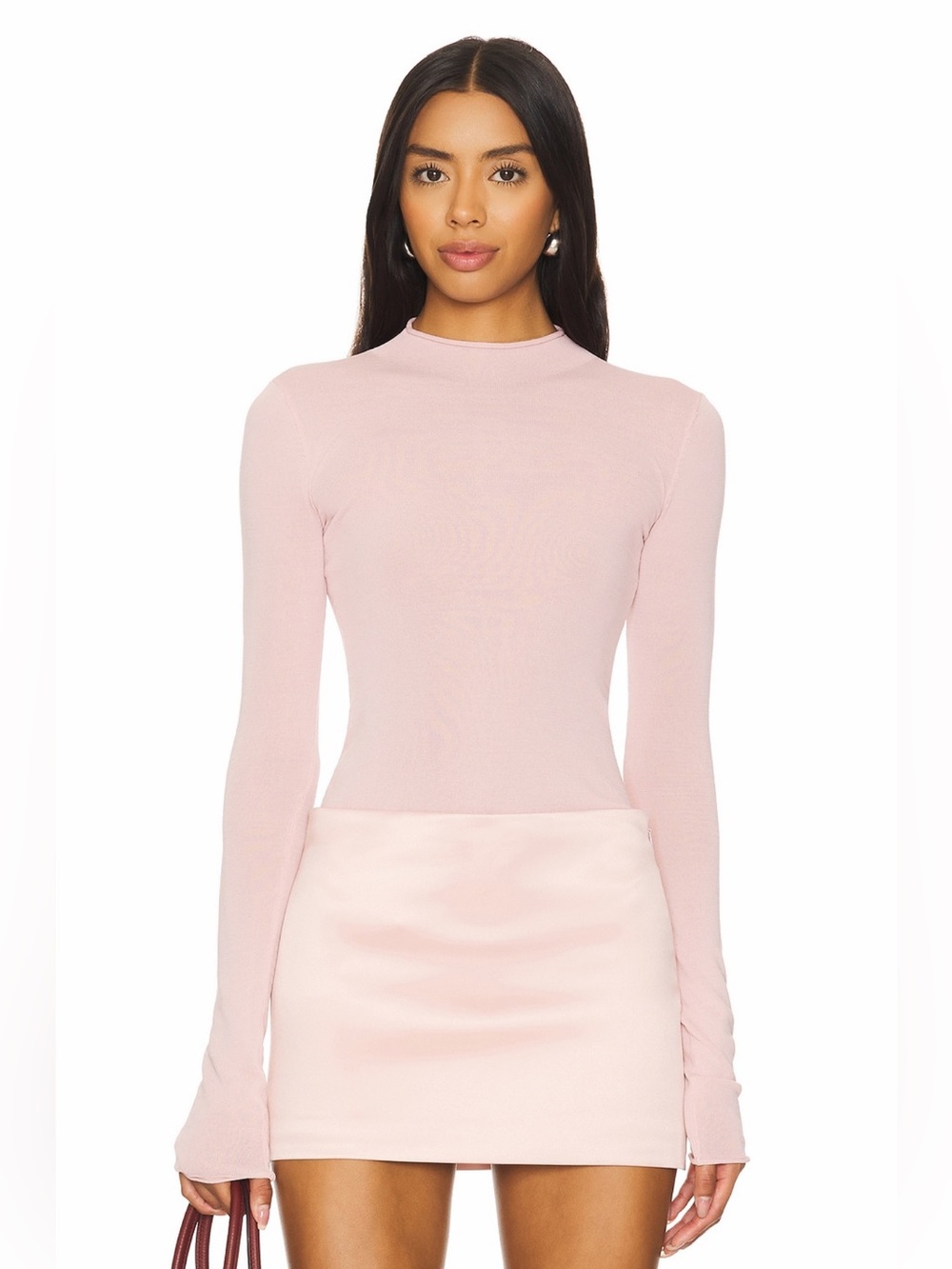 Camila Coelho Revolve Light Pink Mock Neck Long Sleeve Sweater Size Medium NWT